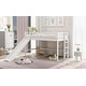 preview thumbnail 4 of 11, White Twin Size Wood Low Loft Bed with Ladder and Slide for Kids, Boys and Girls