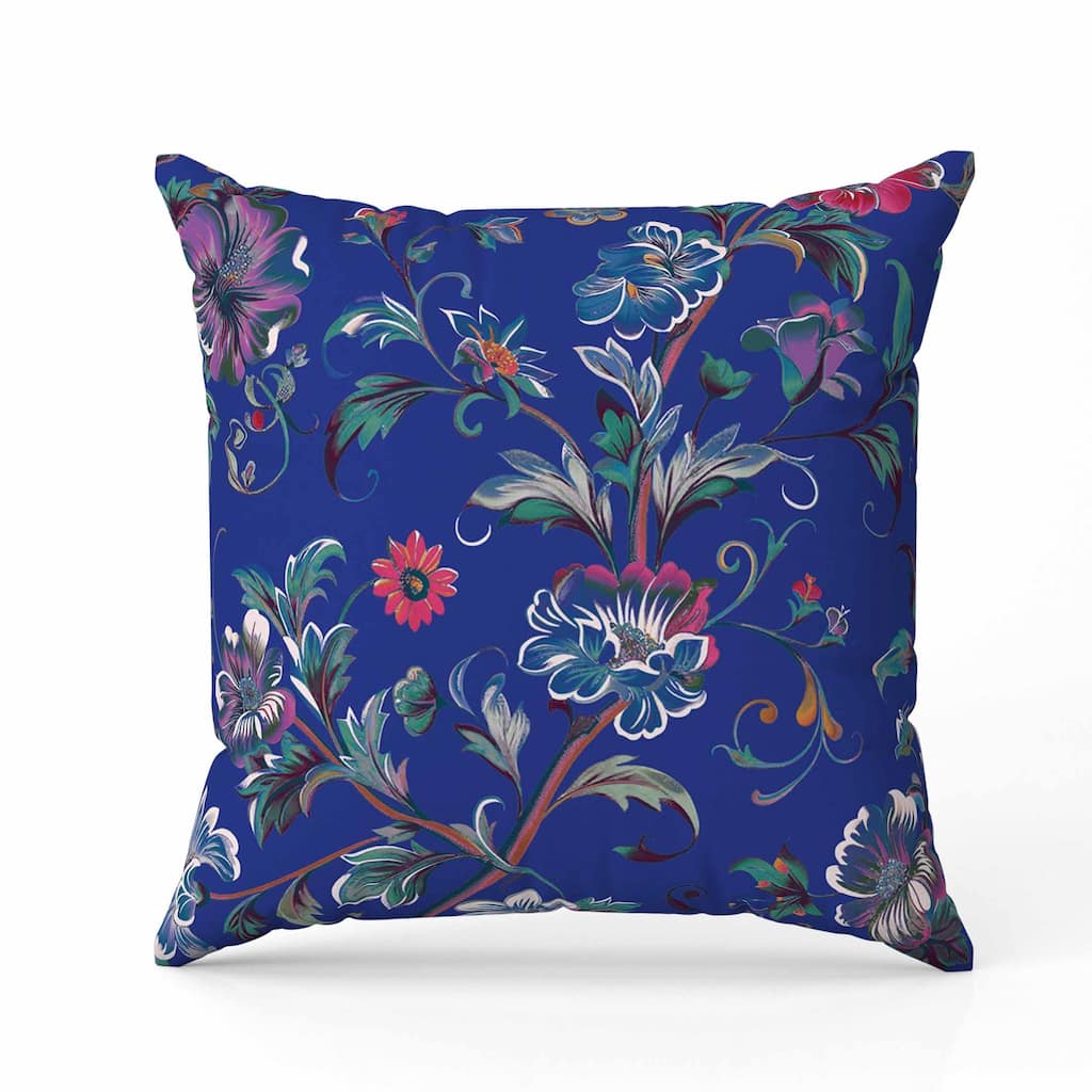 Nature's Palette Indoor/Outdoor Reversible Throw Pillow Blue and Pink
