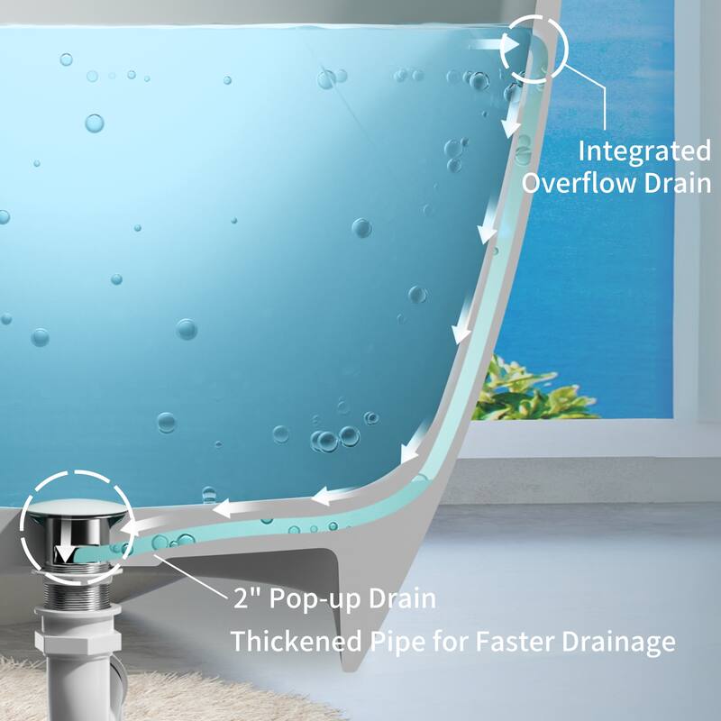 63" Glossy White Solid Surface Bathtub