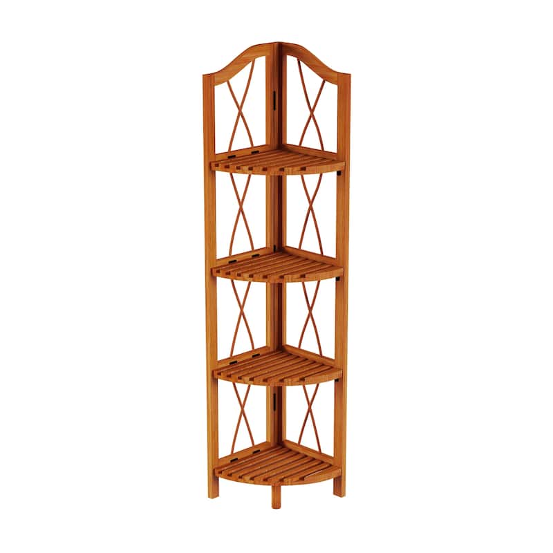 Windsor Home 4 Tier Wood Folding Corner Display Shelf