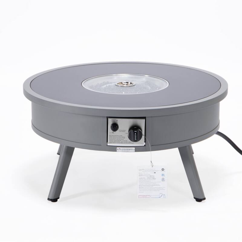 Leisuremod Walbrooke Modern Outdoor Patio Round Fire Pit Table for Porch Backyard Deck - 29