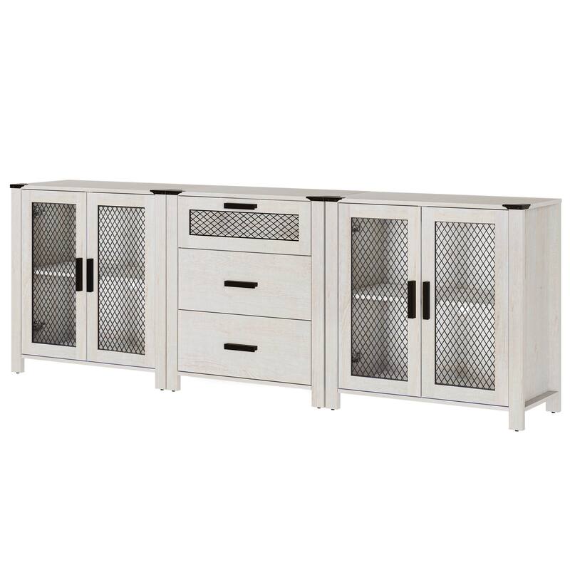 WAMPAT TV Stand set with Drawers for ups to 85 inch TV,Storage Cabinets with Adjustable Shelf - 1 Pack