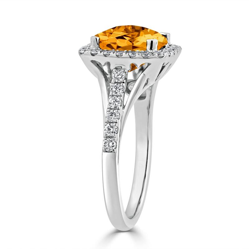 Auriya 2 3/4ct Cushion-cut Citrine and Halo Diamond Engagement Ring 1/2cttw 14k Gold