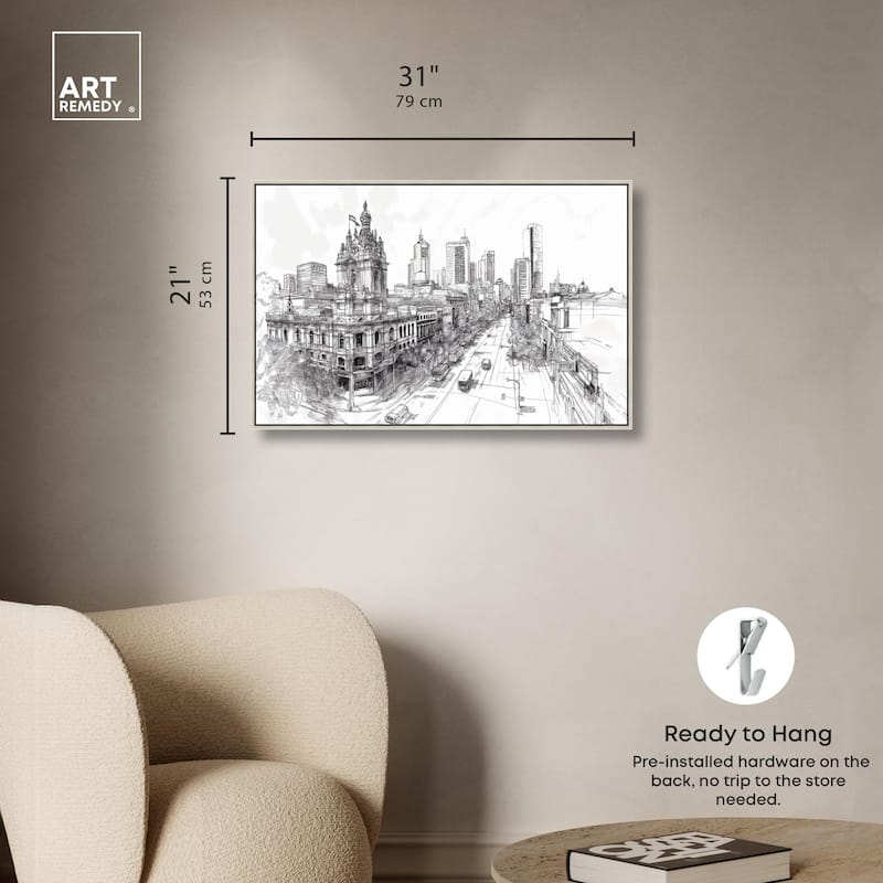 Collins Street Sketch Canvas by Art Remedy