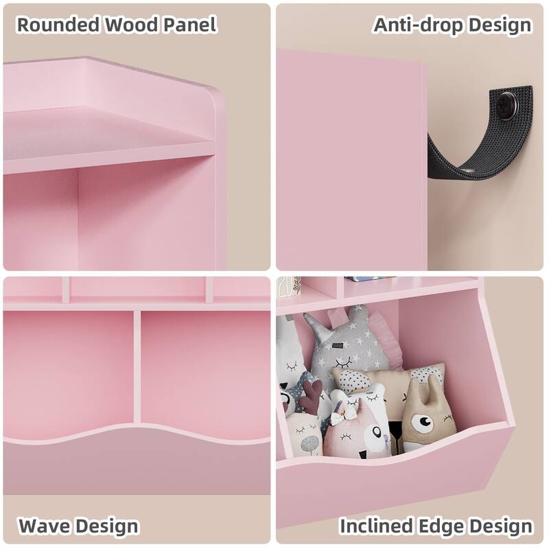 Kids Bookshelf and Bookcase Toy Storage Multi Shelf with Cubby Organizer Cabinet for Boys Girls