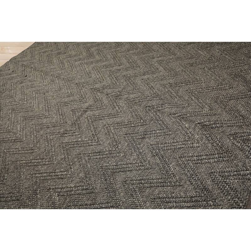 9x12 Tibetano Hand Knotted Flatweave Wool Tone on Tone Graphite Modern Rug - 9' x 12'