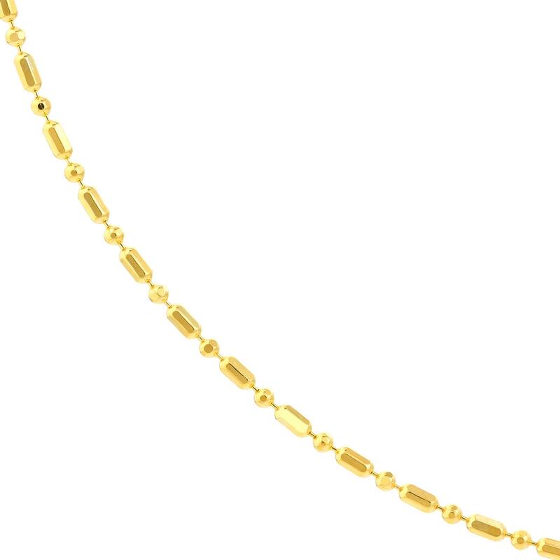 Curata 14k Yellow Gold Diamond Cut Bead Chain Necklace 1.2mm (Lobster)