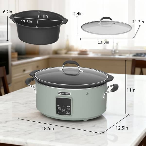 dimension image slide 2 of 7, 10qt Large Capacity Digital Slow Cooker with Aluminum Pot