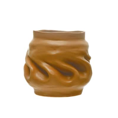 Stoneware Pinched Planter - 9.8"L x 9.8"W x 8.9"H