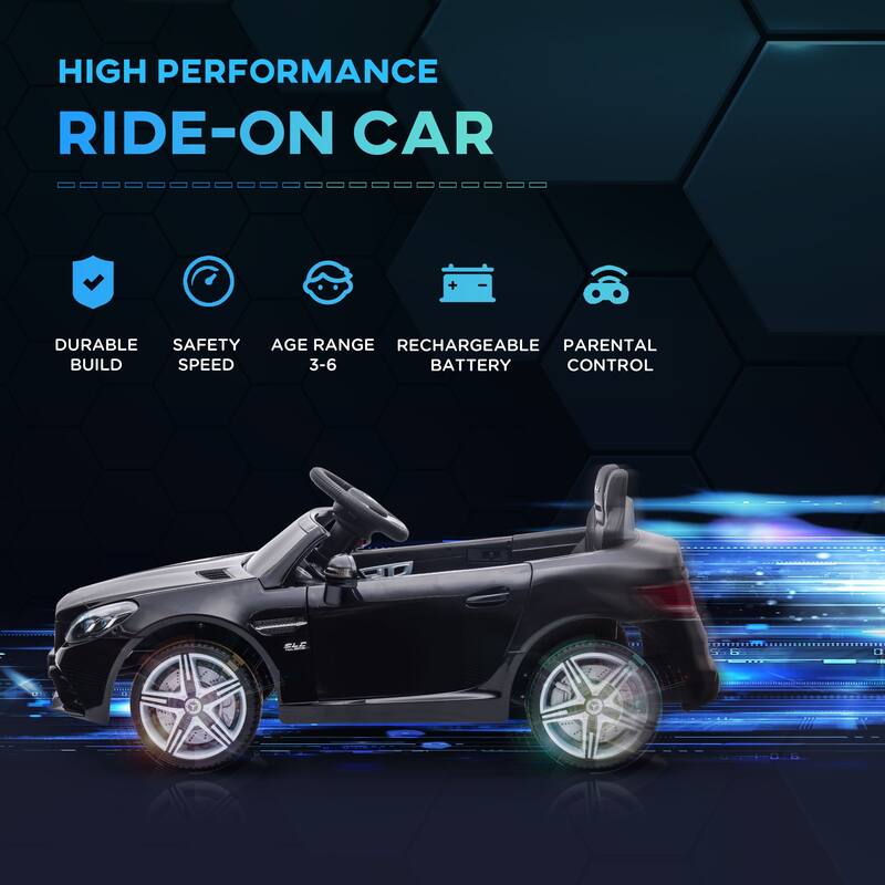 Black Electric Vehicle for Kids with Seat Belts, Ride on Truck Car with Dashboard, Exclusive Child Carriage with Headlights