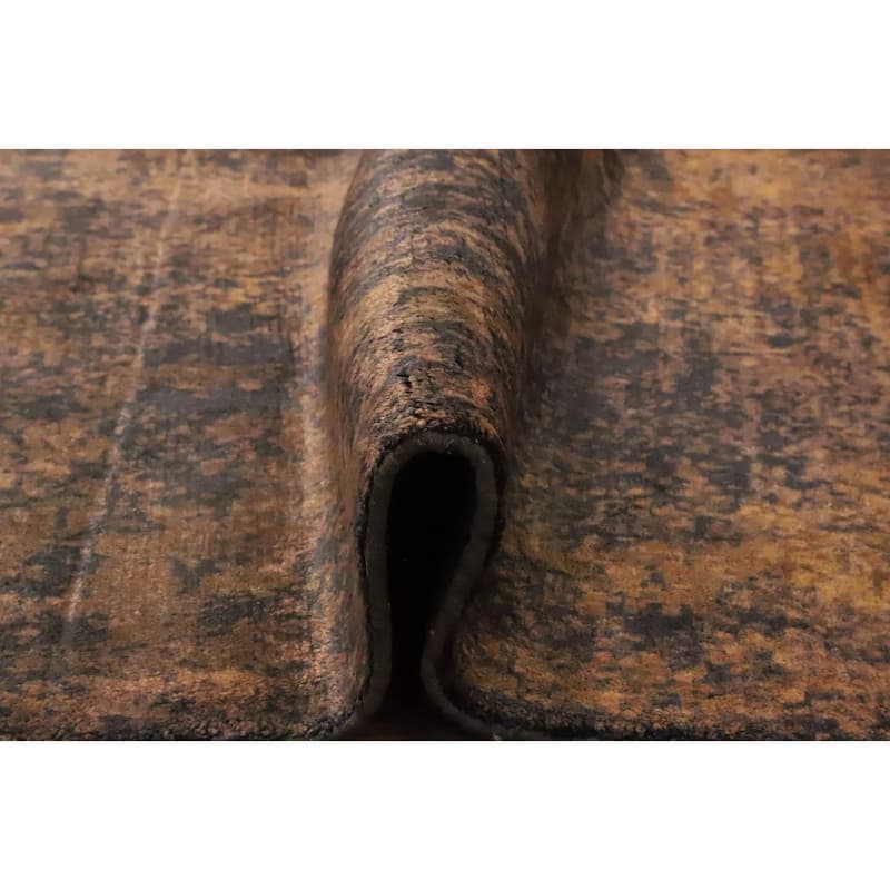 Hand Knotted Oriental Viscose Silk Carpet Modern Abstract Yellow & Gold Abstract Area Rug - 7' 10'' X 5' 7''