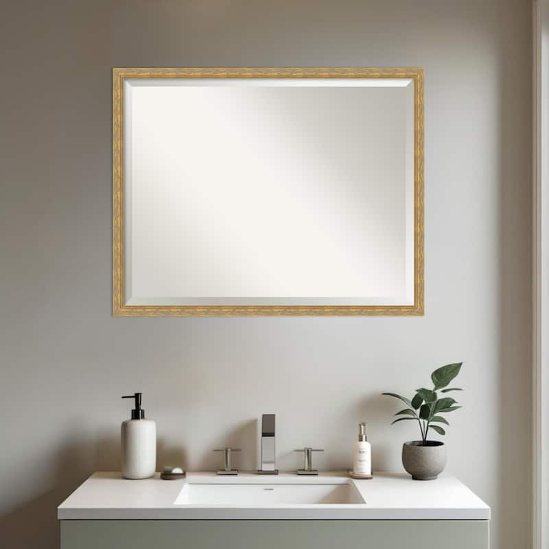 Mila Beveled Wood Framed Bathroom Vanity Wall Mirror