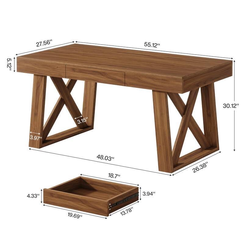 Wide Desktop Executive Desk with Drawer