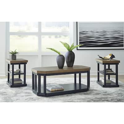 Signature Design by Ashley Landocken Brown and Blue Table Set (Set of 3) - 47"W x 24"D x 20"H