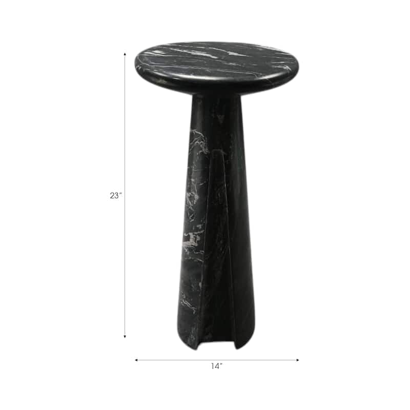 Marble Stone Accent Table Pedestal Base Savoir Style - 22" Black - 10" x 10" x 21.5"