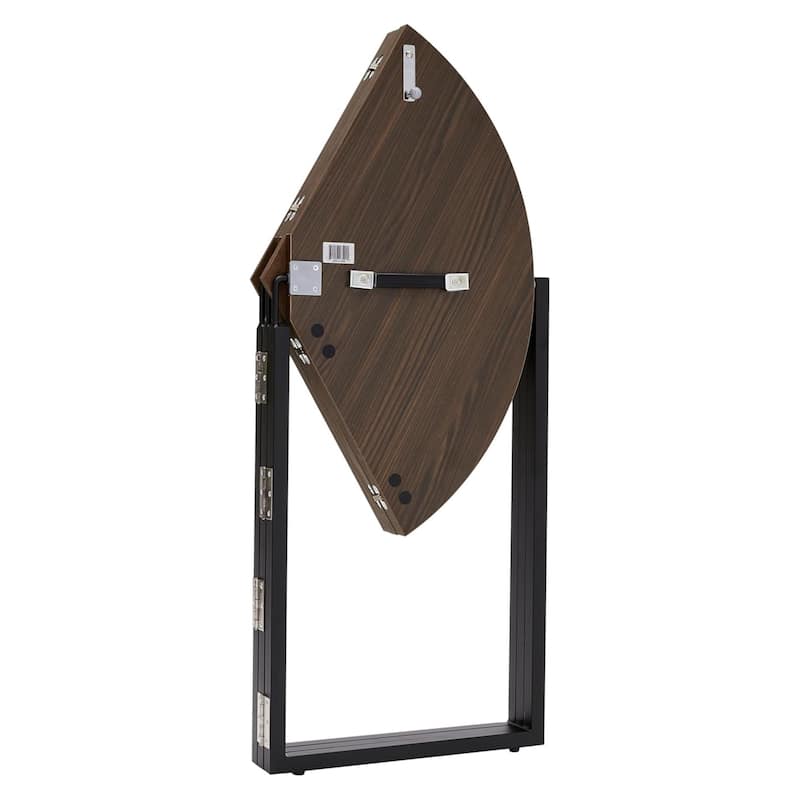 Chocolate Foldable Round Trifold Table 43" Multi-Use Space Saver