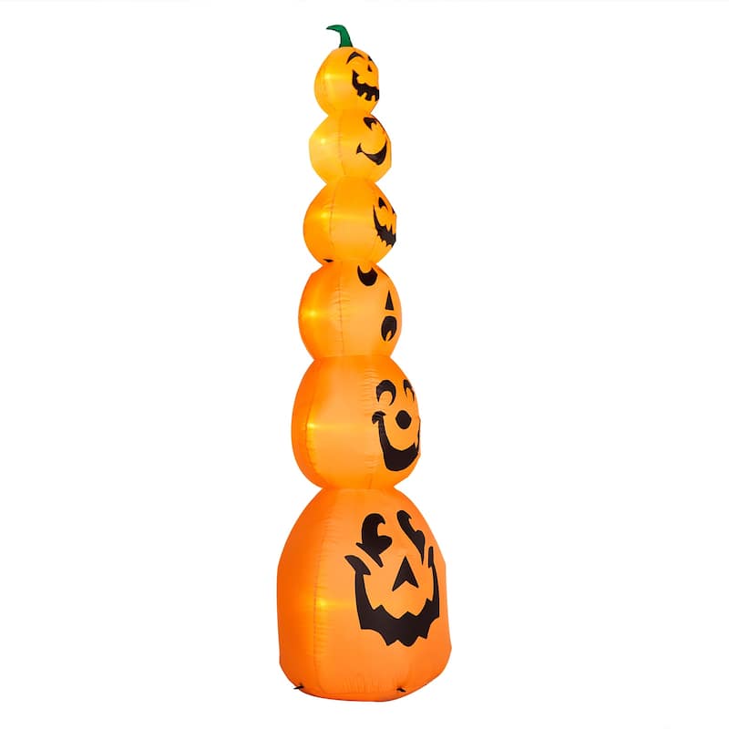 9ft Halloween Inflatable Stacked Pumpkin Yard Decor with LED Lights for Indoor or Outdoor Use