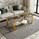 preview thumbnail 2 of 13, Rectangular Gold & Glass Coffee Table with 2-Tier Shelf by Harper&Bright Designs