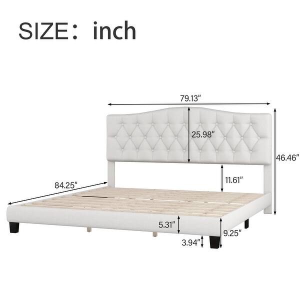 Full / Queen / King Size Upholstered Platform Bed with Diamond Tufted