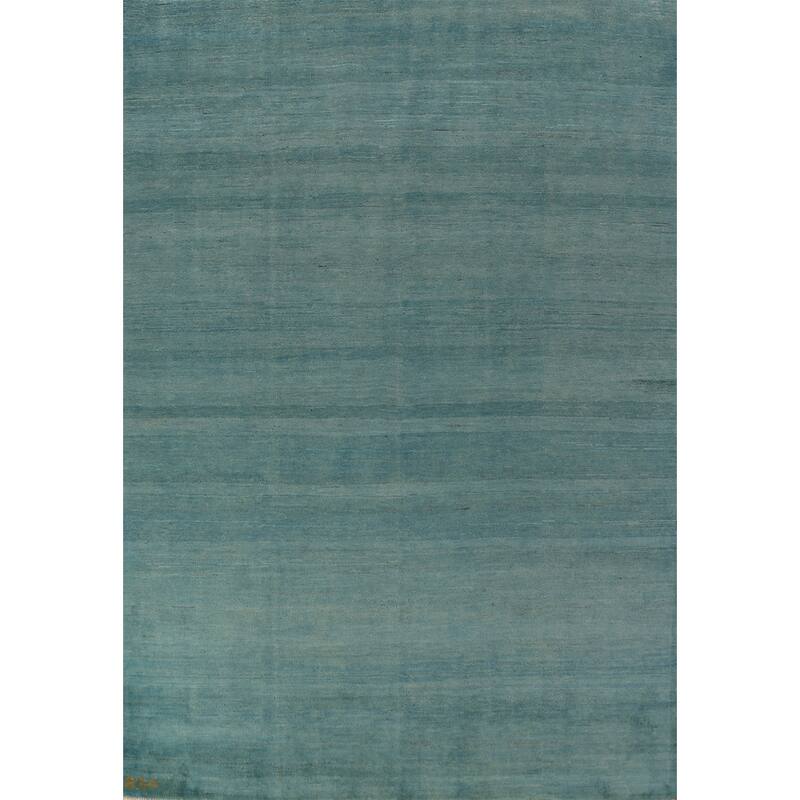 Modern Aqua Gabbeh Oriental Area Rug Handmade Wool Carpet - 5'7" x 7'9"
