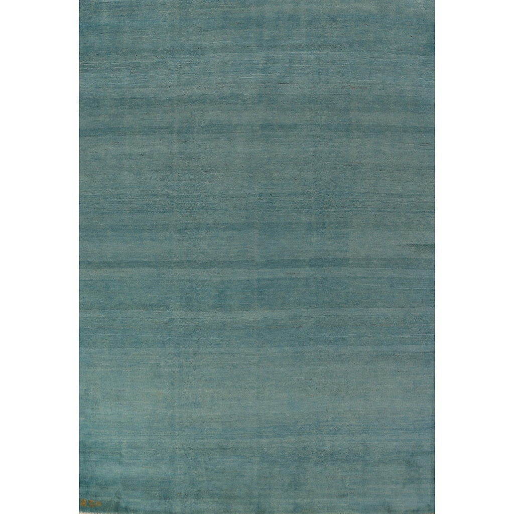 Modern Aqua Gabbeh Oriental Area Rug Handmade Wool Carpet - 5'7" x 7'9"