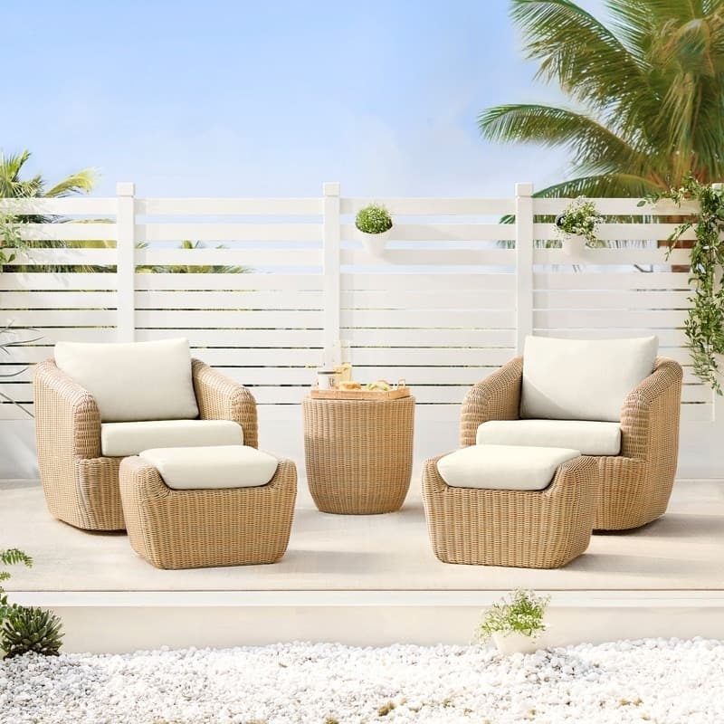 Spruce & Spring Patio Wicker Furniture Set Outdoor Rattan Bistro Set.
