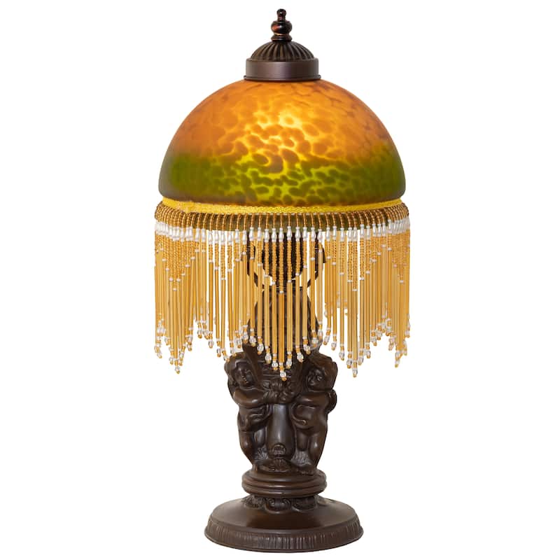 17" High Roussillon Cherub With Lantern Mini Lamp - N/A - Orange