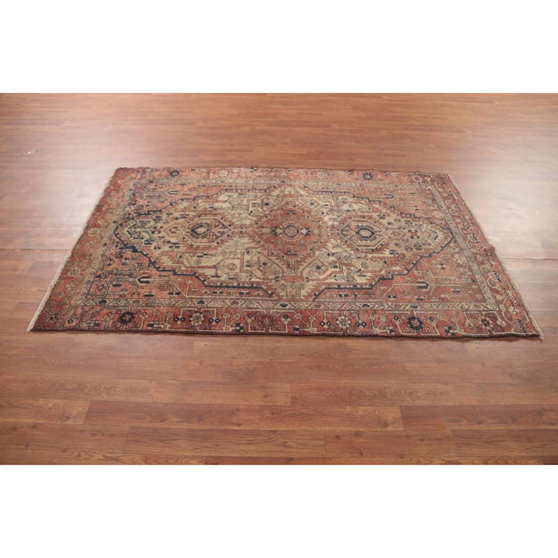 Geometric Bakhtiari Persian Antique Area Rug Wool Carpet - 4'1"x 6'6"