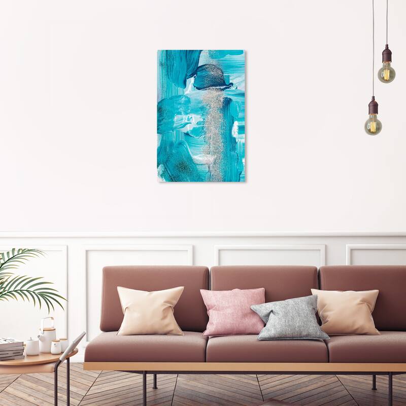 Wynwood Studio Canvas Abstract After Hours Aqua Blue and Turquoise Modern & Contemporary Wall Art Canvas Print - 30 x 20