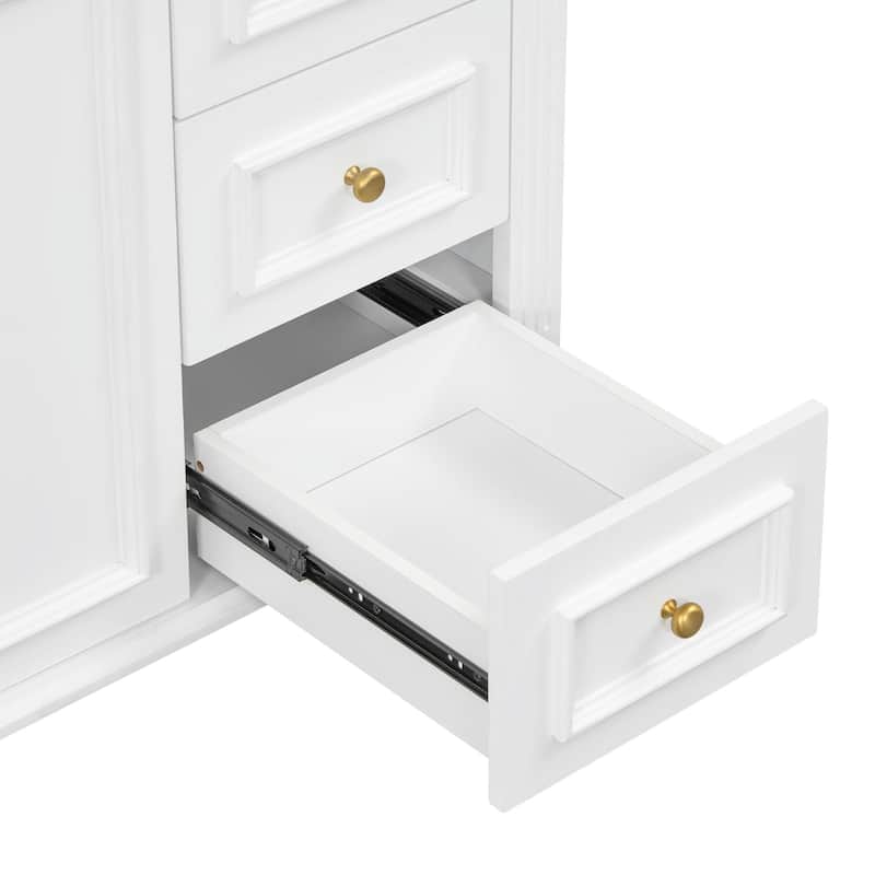 36" Bathroom Vanity with Sink, Cabinet, Flip-Out Drawer, 3 Drawers & 2 Soft-Close Doors