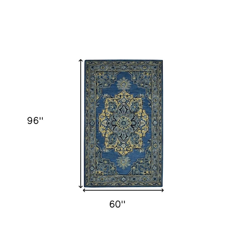 HomeRoots Medallion Bohemian Rectangle Area Rug - 96.00 in. x 60.00 in. x 0.45 in.