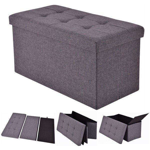 Shop Costway Folding Rect Ottoman Bench Storage Stool Box 