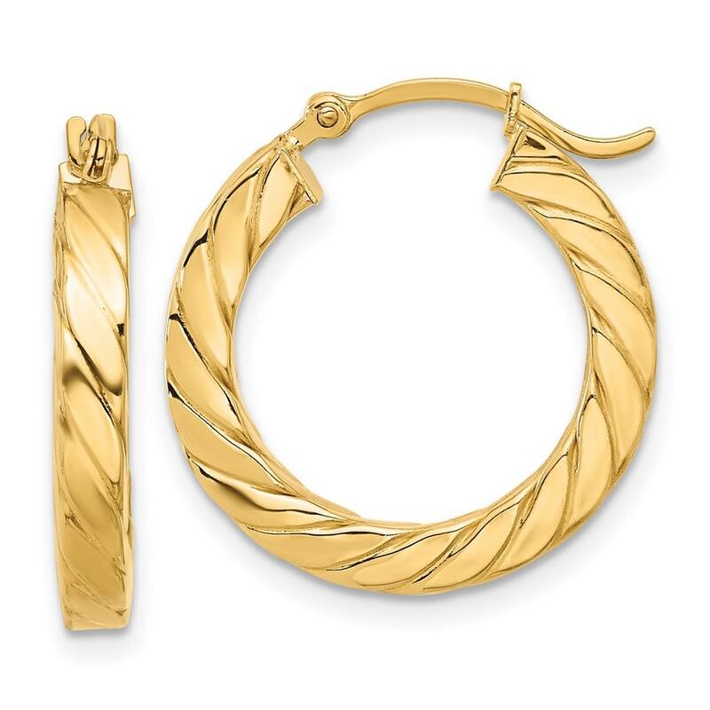 Curata 14k Yellow Gold Polished Twisted Hoop Earrings - 22.62x21.22mm