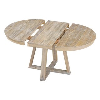 Round 5-Piece Wood Extendable Dining Table Set with Upholstered Chair ...