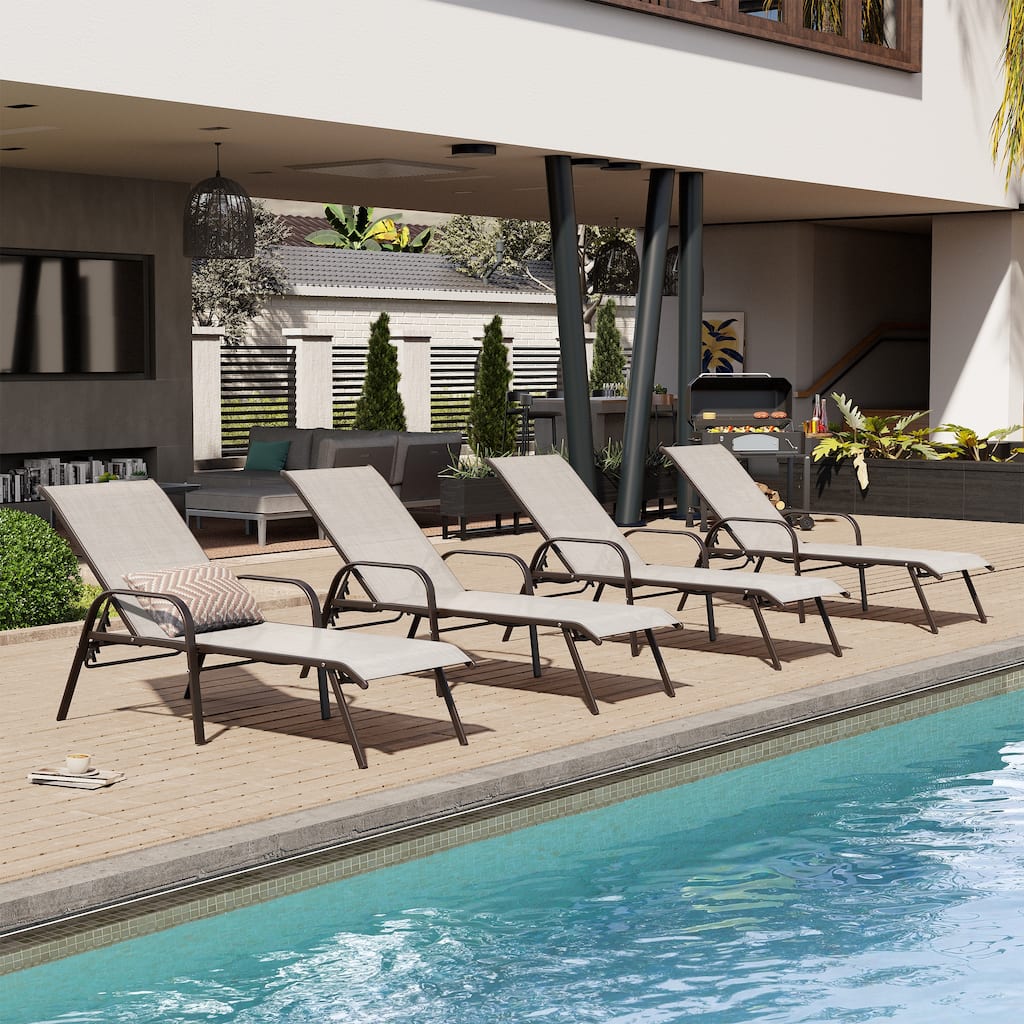 Crestlive Products Outdoor All-weather Adjustable Chaise Lounge Chairs (Set of 2/4)