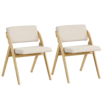 Gymax Set of 2 Dining Chairs Folding Kitchen Chair w/ Rubber Wood Legs