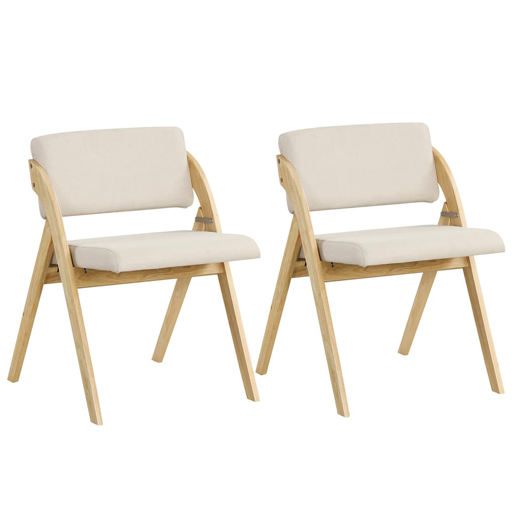 Gymax Set of 2 Dining Chairs Folding Kitchen Chair w/ Rubber Wood Legs