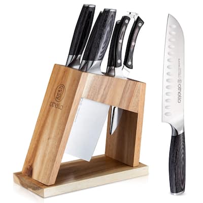 Othello CL-FK6 Classic Knife Set with Wooden Block Kitchen Knives, Silver