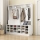 preview thumbnail 3 of 11, 63"W 18 Shoe Cubbies Shoe Bench Shoe Cabinet Wide Hall Tree With Hooks