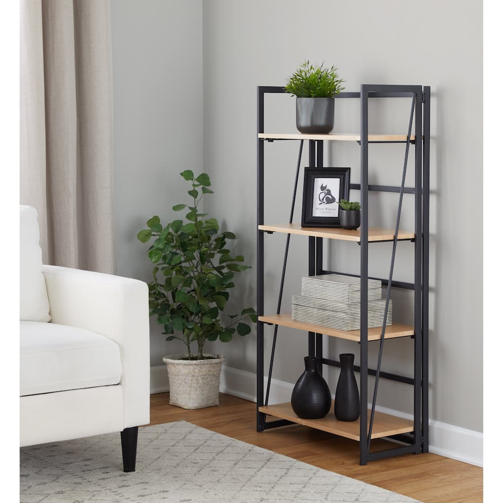 Carbon Loft Goddard Metal and Wood Bookcase