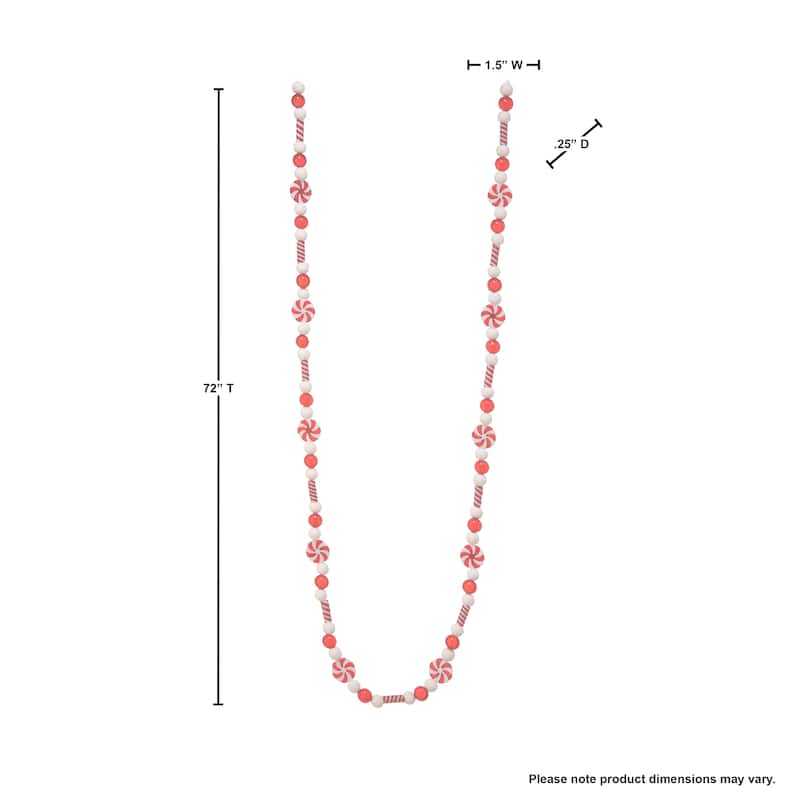 72" Acrylic Mixed Peppermint Garland