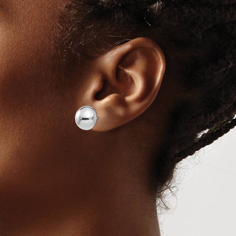 Curata 14k White Gold Hollow Polished 12x12mm Half Ball Post Earrings