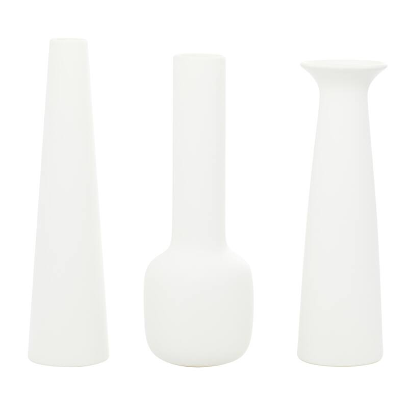 Ceramic Decorative Vase with Handles - Set of 3 White - CosmoLiving by Cosmopolitan