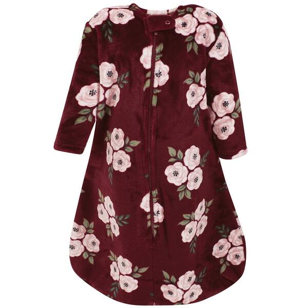 slide 1 of 1, Hudson Baby Infant Girl Plush Sleeping Bag, Sack, Blanket, Long-Sleeve Burgundy Floral 0-6 Months - Burgundy Floral Long Sleeve