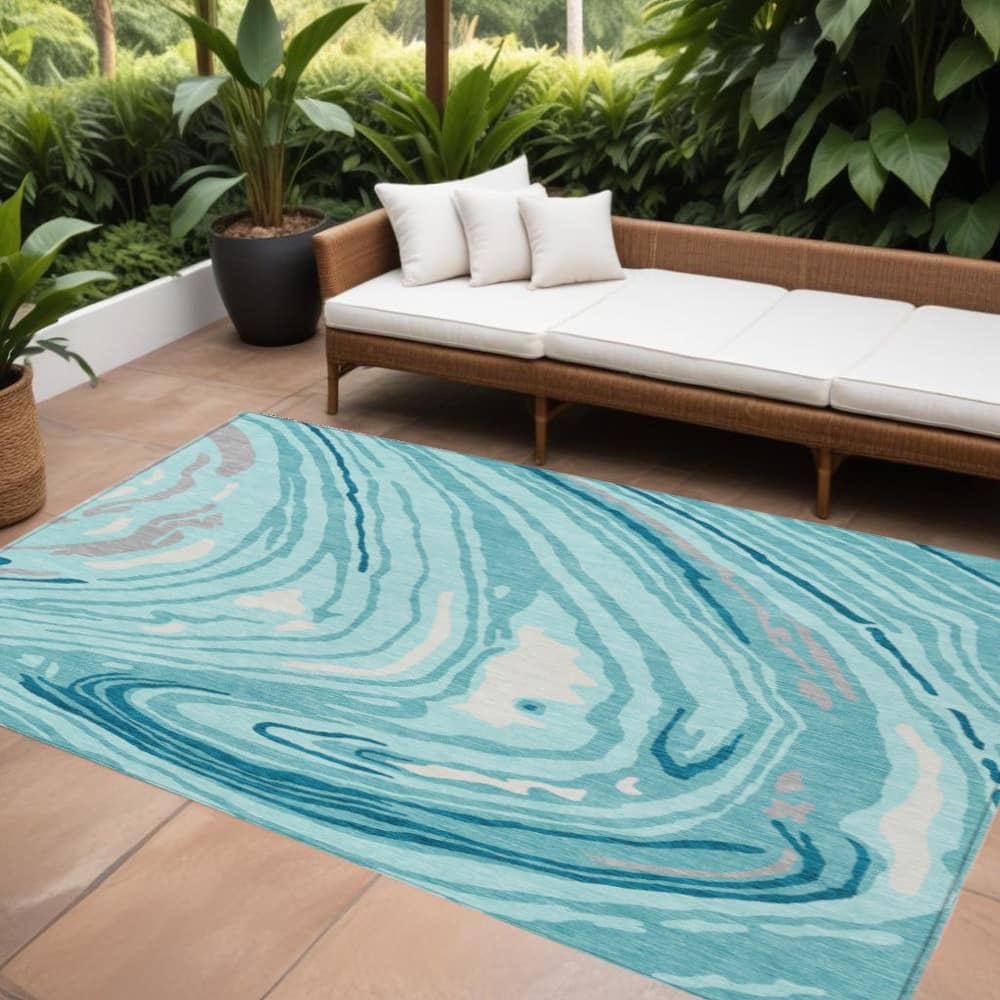 HomeRoots Abstract Transitional Rectangle Outdoor Rug
