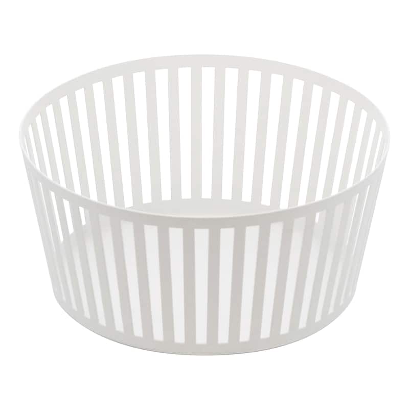 Yamazaki Home Fruit Basket - Two Sizes, Steel, Tall - L 8.46 x W 8.46 x H 3.94 inches - White