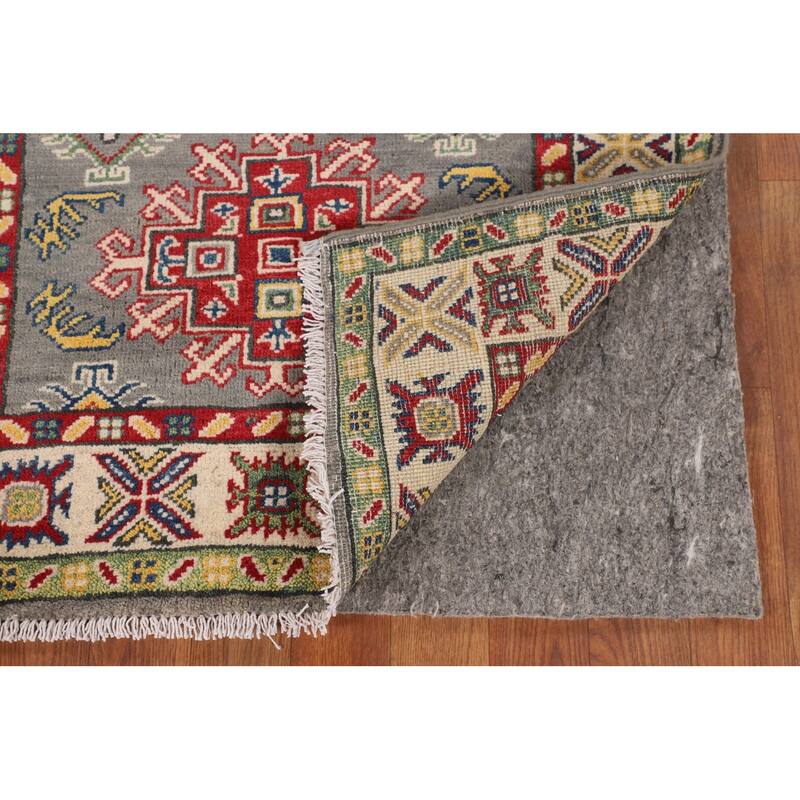 Grey Traditional Kazak Accent Rug Hand-Knotted Wool Carpet - 2'8" x 3'11"