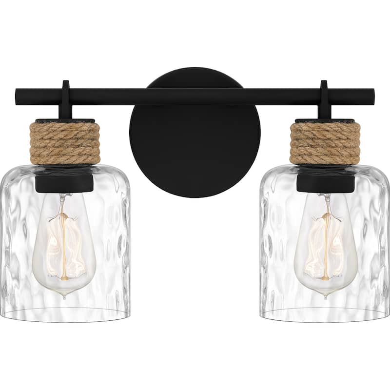Bellevue QZBF55758 Palladium 2 Light 15" Wide Vanity Light with Water - Matte Black