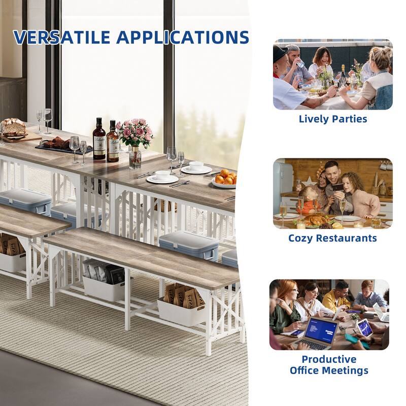 Moasis 3-Piece Dining Table Set with 2 Benches for Kitchen Dining Room