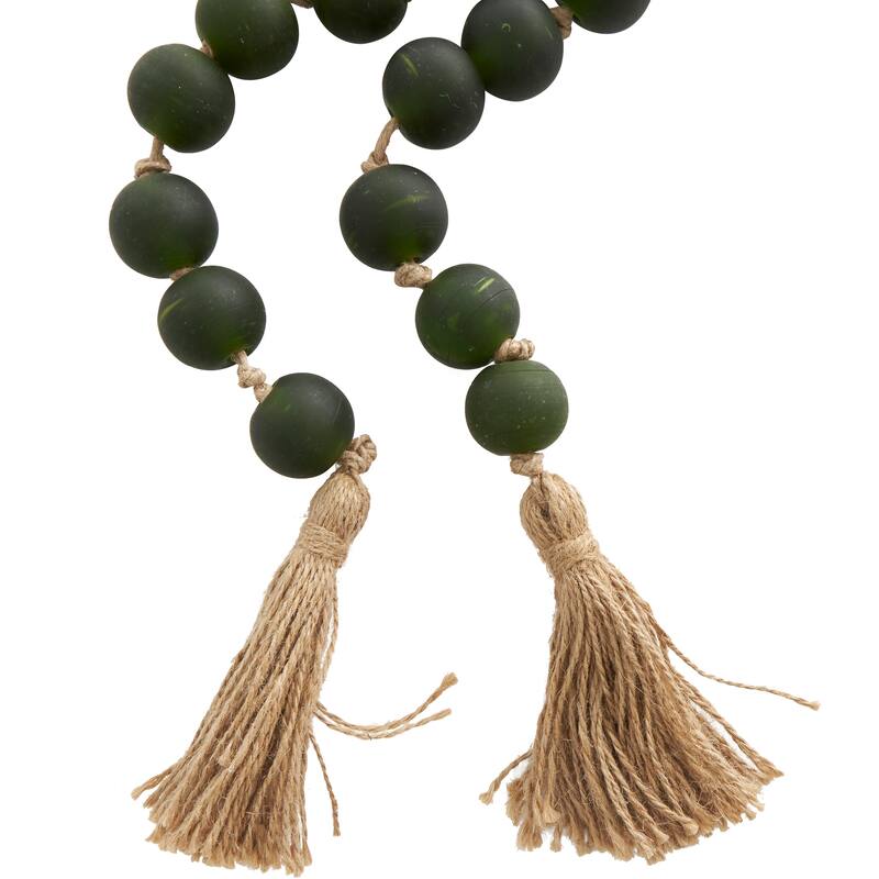 Glass Handmade Round Beaded Garland with Tassel with Knotted Brown Jute - Roche River Decor